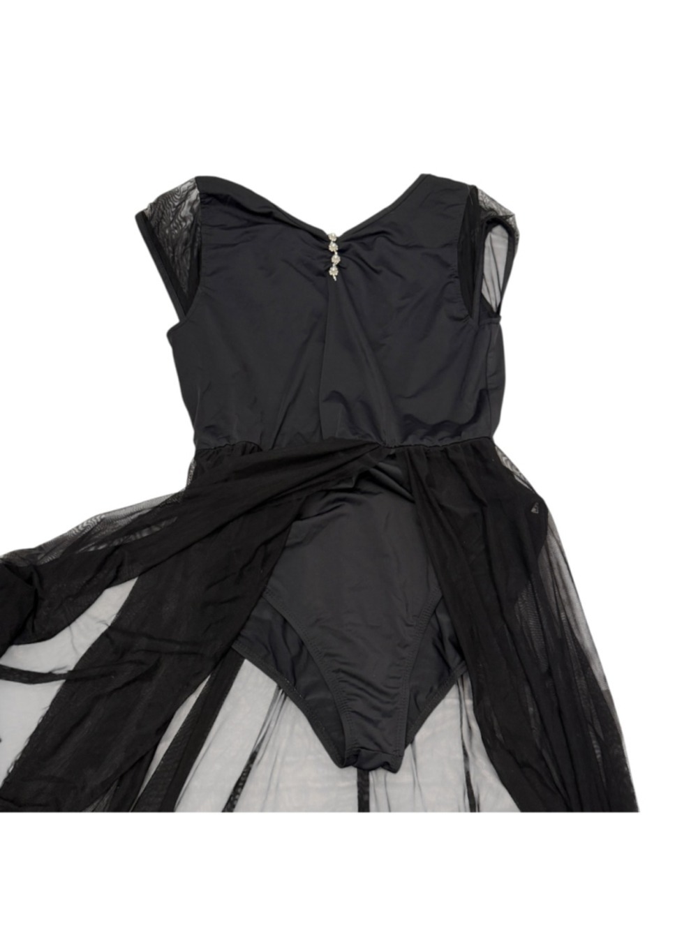 ODASDO NWT Black Lyrical Contemporary Dance Dress Leotard Mesh Maxi Skirt Size L - Picture 4 of 7